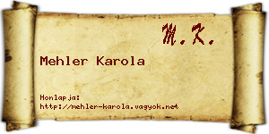 Mehler Karola névjegykártya